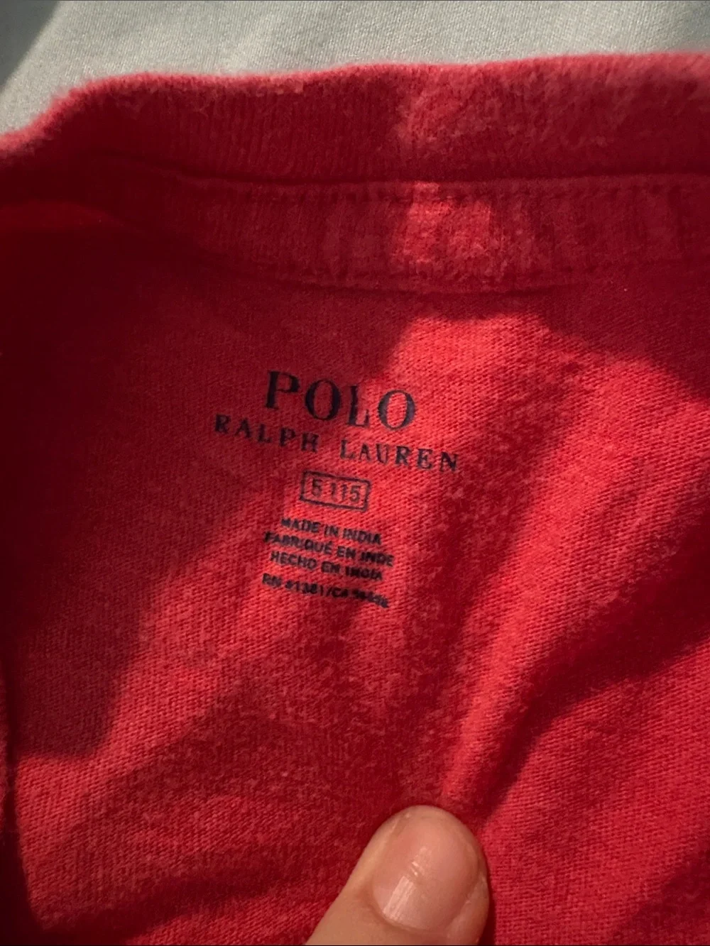3/$20! Boys 4t-5t polo v neck tee Ralph Lauren Red Tee with Light Blue Pony
